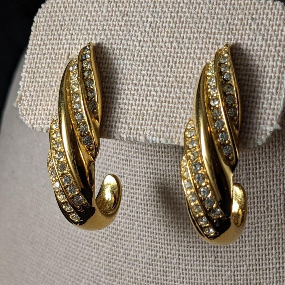 Napier J Hoop Gold Screw Clip Earrings Vintage USA